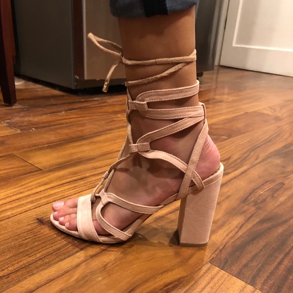 Loft Soft Pink Lace-up Heels - Picture 4 of 6
